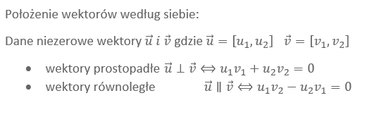 Położenie wektorów według siebie